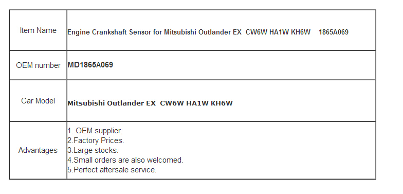OE# 1865A069/SU13074 crankshaft position sensor for Mitsubishi Outlander 07 - 11